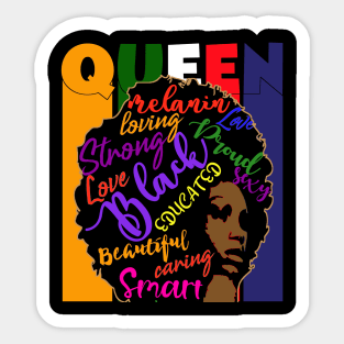 Melanin Queen Educated Strong Black Woman Afro Hair Words Sticker